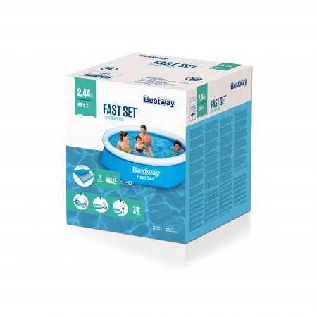 BESTWAY  baseina komplkets Pool Fast, 2.44m x 0.61m, 57448 57448