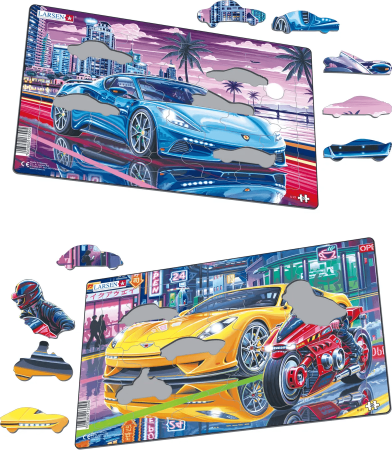 LARSEN puzle Sport cars, midi, 30 gab. 2 dažādi dizaini, U21 