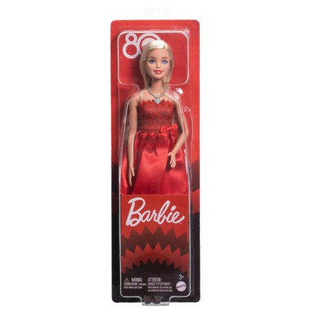 BARBIE Mattel 80. jubilejas lelle rubīna sarkanā tērpā, JGD25 