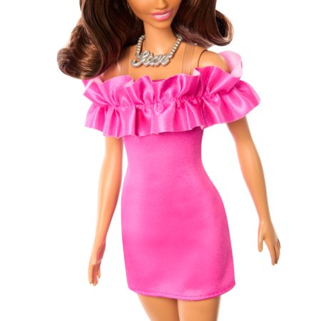 BARBIE Fashionistas lelle rozā volānu kleitā, HRH15 