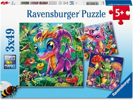 RAVENSBURGER PUZZLE puzle Mazie dārza pūķīši, 3x49 gab., 12004301 0 