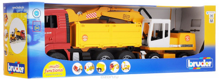 BRUDER MAN TGA Smagā celtniecības mašīna un Liebherr ekskavators, 2751 2751