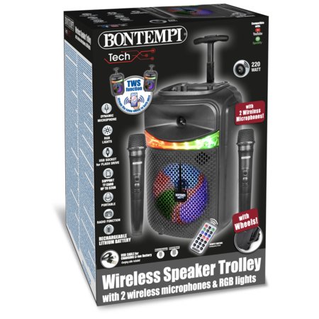 BONTEMPI bezvadu skaļrunis ar 2 mikrofoniem un RGB gaismām, 49 1070 