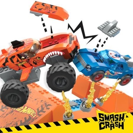 MEGA CONSTRUX HOT WHEELS Monster Truck Smash & Crash Tiger Shark konstruktors, HKF88 HKF88