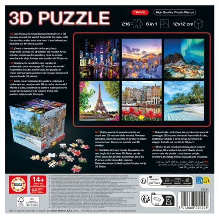 EDUCA 3D puzle Cube Ceļojumi, 216 gab., 20124 