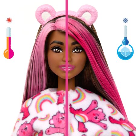 BARBIE lelle ar melniem matiem Cutie Reveal Care Bears Series - Cheer Bear, JCN95 