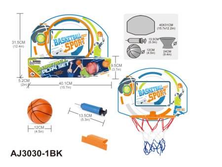 AO JIE basketbola komplekts ar 4,5 collu bumbu, AJ3030-1BK 