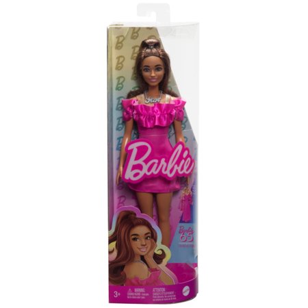 BARBIE Fashionistas lelle rozā volānu kleitā, HRH15 