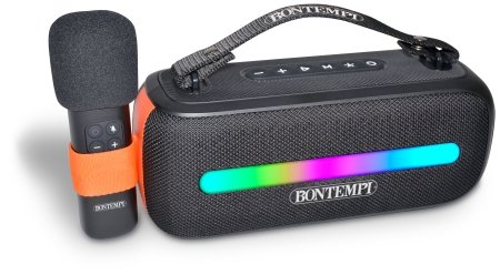 BONTEMPI TECH bezvadu skaļrunis ar bezvadu mikrofonu un RGB gaismām, 491050 