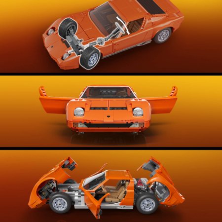 MATTEL BRICK SHOP HOT WHEELS Lamborghini Miura P400 SV 71 konstruktors, JHF61 