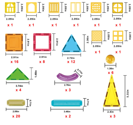 PICASSO TILES Magnētiskais konstruktors būvēšanas flīzes 82 detaļas, PTE22 