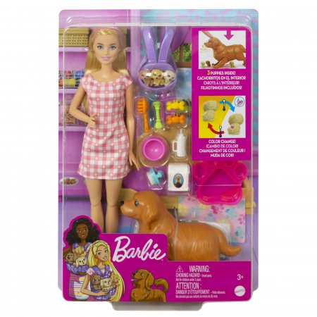 BARBIE Lelle Barbija ar kucēniem, HCK75 HCK75