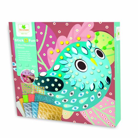 SYCOMORE radošais komplekts, mosaics sticker art, birds, CRE7057 CRE7057