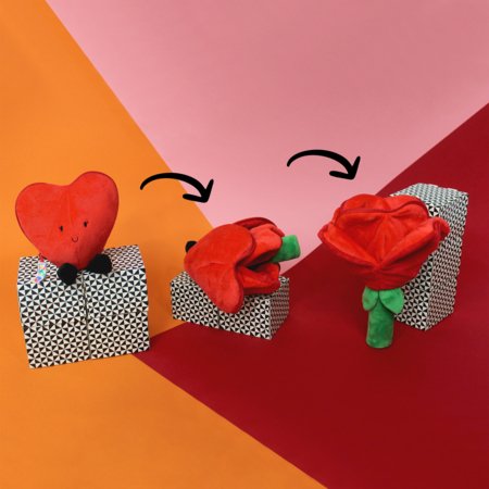 FLIPETZ plīša rotaļlieta - roze sirdī, Poppy red, 80400 