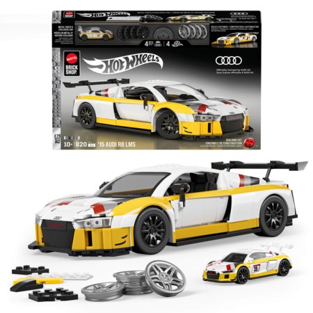 MATTEL BRICK SHOP HOT WHEELS 1:16 Elite Audi R8 LMS būvēšanas komplekts, JFT18 