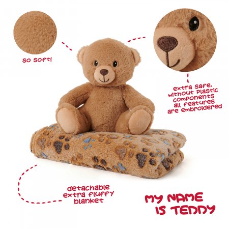 PERLETTI Mīksta plīša rotaļlieta ar segu Teddy bear, 13066 13066