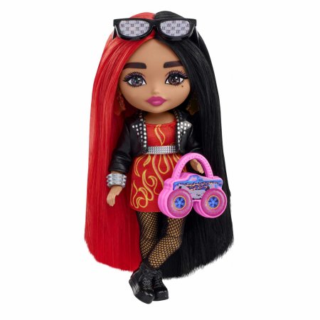 BARBIE EXTRA MINI lelle ar melniem sarkaniem matiem, HKP88 HKP88