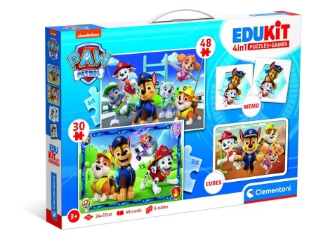 CLEMENTONI EDUKIT puzles un spēļu komplekts 4IN1 PAW PATROL, 18291 