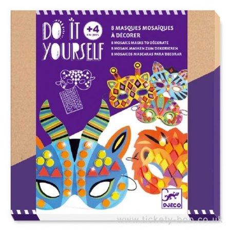 DJECO mozaīku masku dekorēšanas komplekts Jungle Animals, DJ07900 