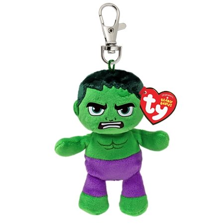 TY MINI BOOS CLIP MARVEL pliušinis pakabukas HULK, 14 cm, TY34006 
